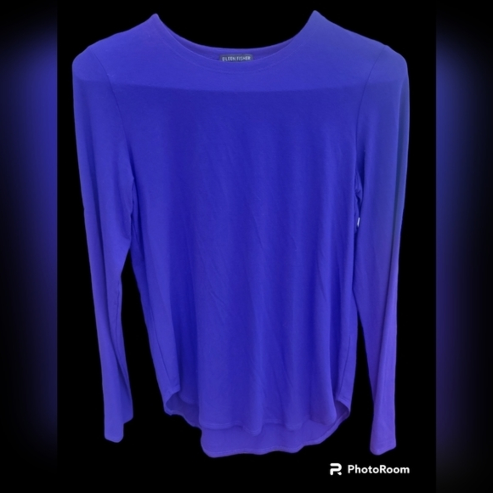 EILEEN FISHER purple pullover split hem knit‎ long sleeve top size S/P
